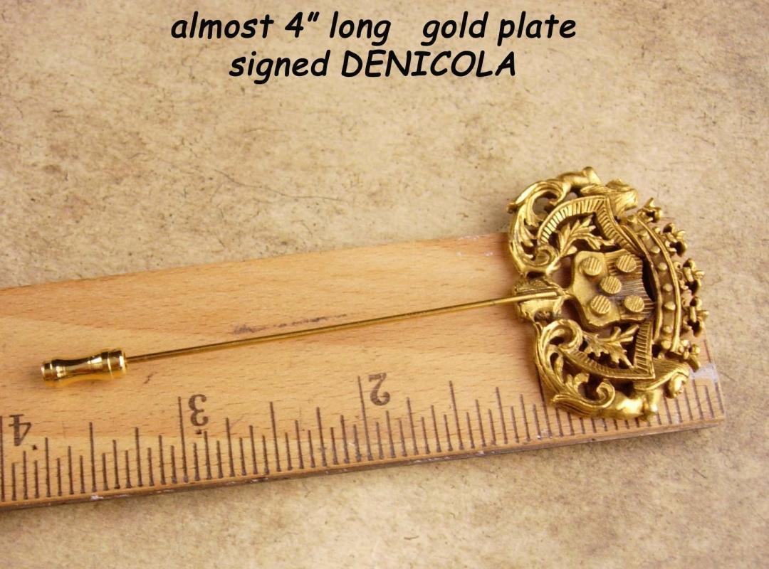 Antique style Nude Nouveau stickpin - Denicola Goddess head - masthead bust Victorian style jewelry - couture mens lapel - womens stickpin