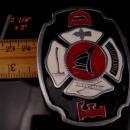 FireFighter Buckle - red black enamel Vintage Fireman buckle belt buckle - Fire truck mens cool gift fireman gift