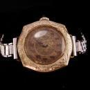 Antique art deco swiss watch - etched design wristwatch - Silver adjustable band - not running - ladies bracelet - SMALL 5 1/2