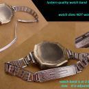 Antique art deco swiss watch - etched design wristwatch - Silver adjustable band - not running - ladies bracelet - SMALL 5 1/2