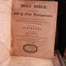 1818 Bible - Antique religious book - family history inside - Apochryphya large vintage Holy bible - steel engraving