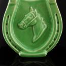 Vintage Irish Gift - Horse shoe vase - good luck gift - housewarming gift - green horse racing vase gift