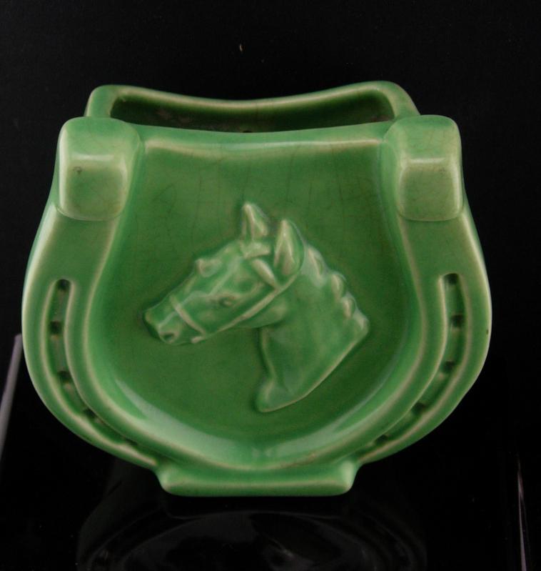 Vintage Irish Gift - Horse shoe vase - good luck gift - housewarming gift - green horse racing vase gift