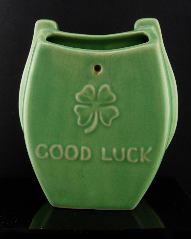 Vintage Irish Gift - Horse shoe vase - good luck gift - housewarming gift - green horse racing vase gift