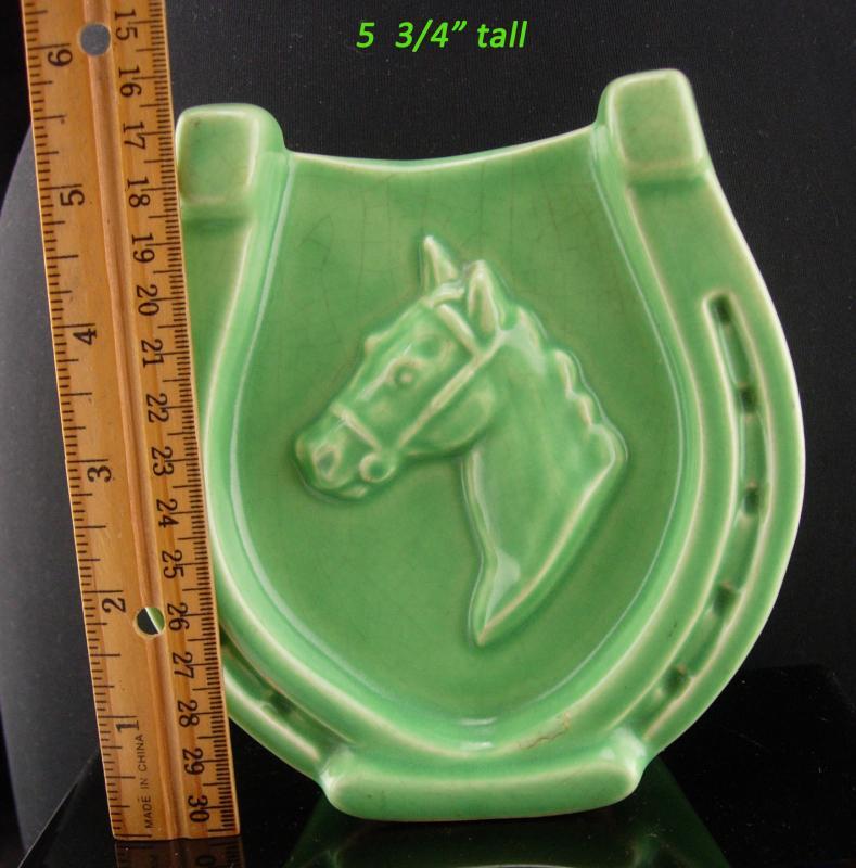 Vintage Irish Gift - Horse shoe vase - good luck gift - housewarming gift - green horse racing vase gift