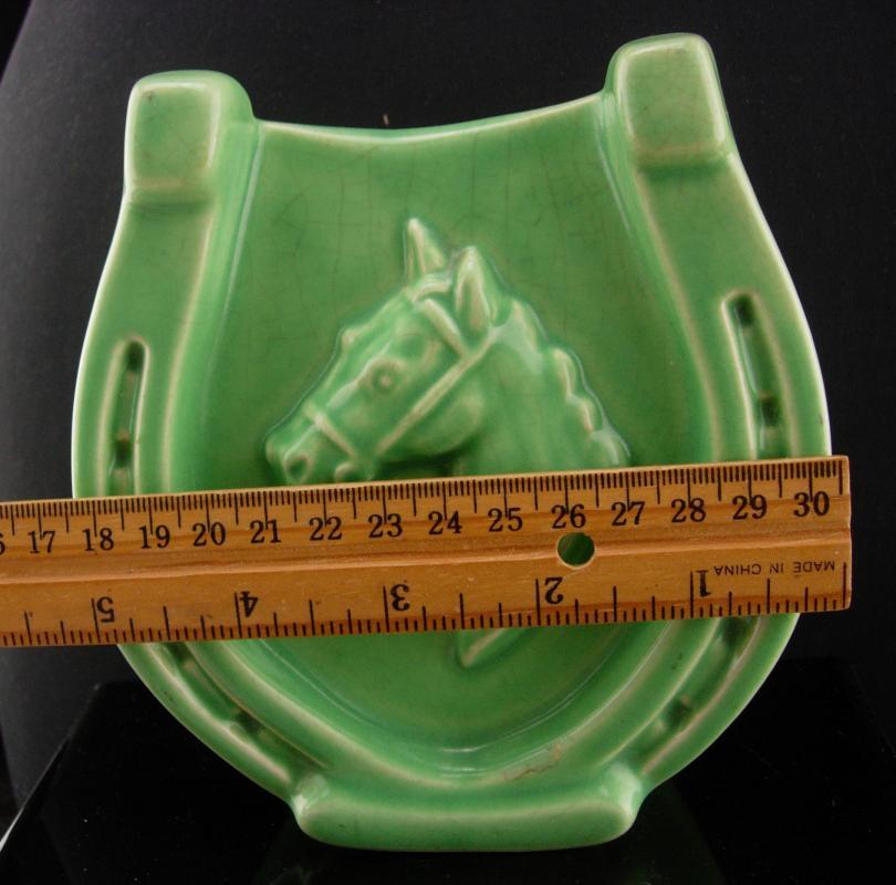 Vintage Irish Gift - Horse shoe vase - good luck gift - housewarming gift - green horse racing vase gift