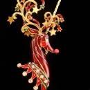 Designer Bob Mackie necklace - Vintage Monet Necklace - Couture Harlequin holiday brooch - Red Enamel Reindeer pin -  Gift for mom