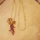 Designer Bob Mackie necklace - Vintage Monet Necklace - Couture Harlequin holiday brooch - Red Enamel Reindeer pin -  Gift for mom