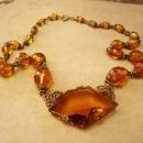 1920s Art Deco Necklace - golden topaz glass -  vintage czech choker - estate jewelry - anniversary gift