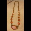 1920s Art Deco Necklace - golden topaz glass -  vintage czech choker - estate jewelry - anniversary gift