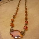 1920s Art Deco Necklace - golden topaz glass -  vintage czech choker - estate jewelry - anniversary gift