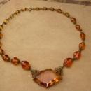 1920s Art Deco Necklace - golden topaz glass -  vintage czech choker - estate jewelry - anniversary gift