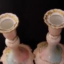 Antique French candlesticks J.P.L. Jean Pouyat Limoges signed set - pale pink marie antoinette - Vintage handpainted - Vanity set