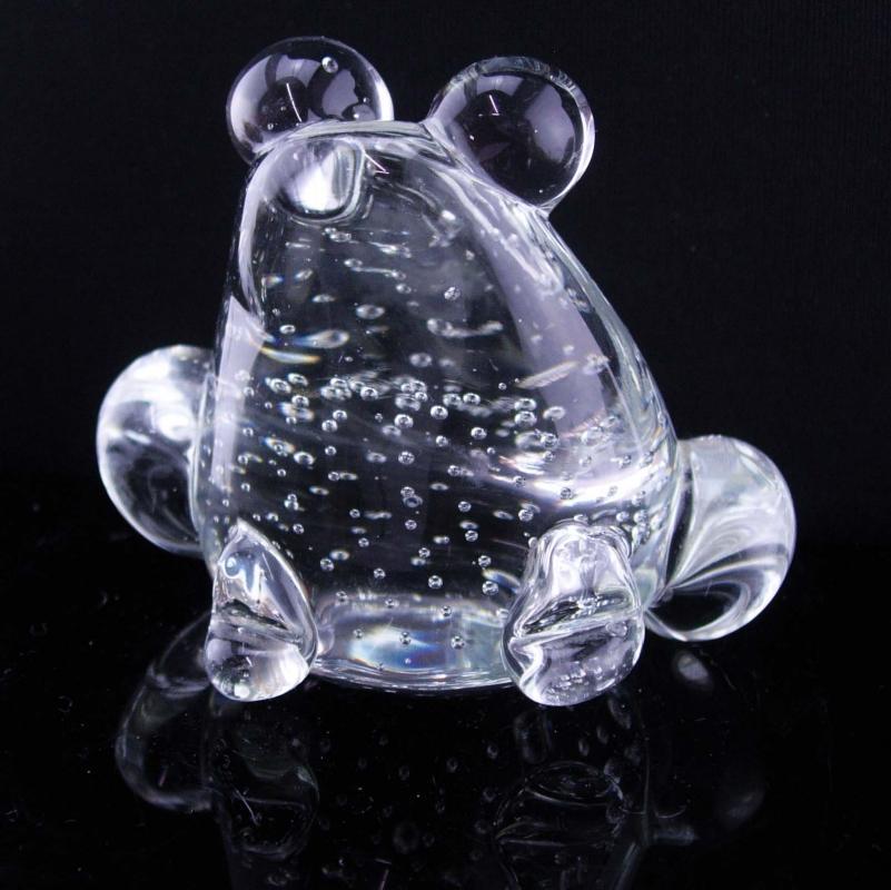 Vintage Hand blown glass FROG Paperweight - controlled bubbles paperweight - frog lover gift - Gardener - Figural gift - anniversary gift