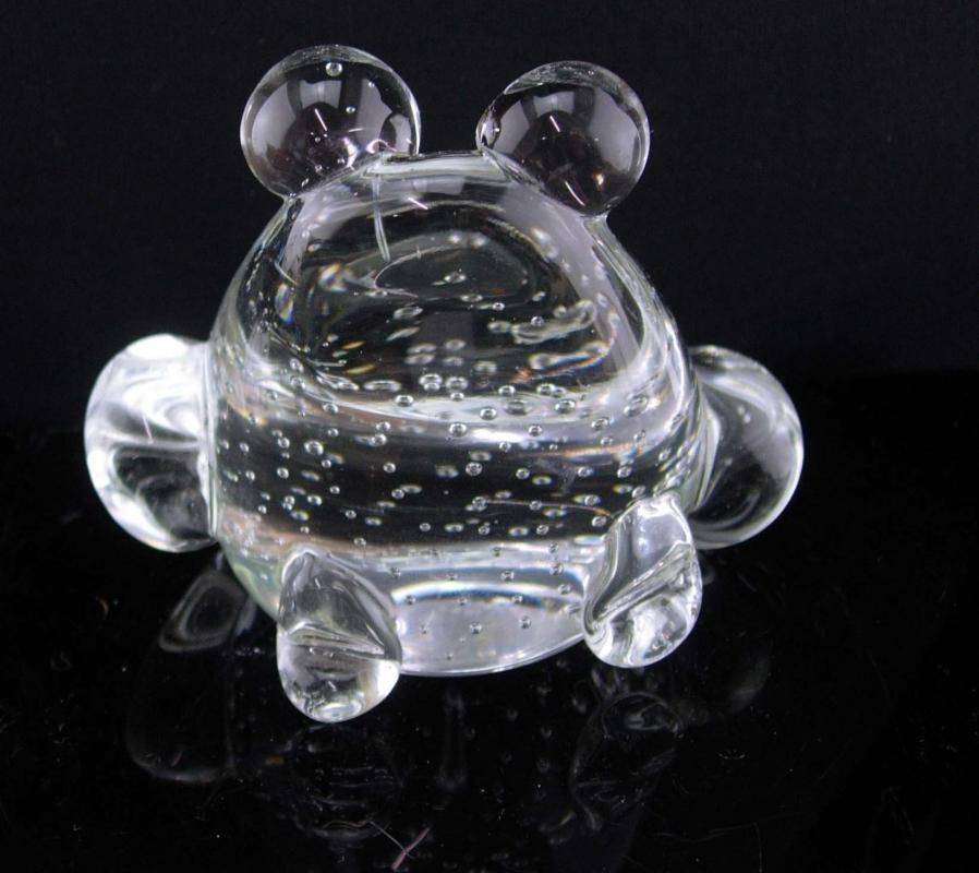 Vintage Hand blown glass FROG Paperweight - controlled bubbles paperweight - frog lover gift - Gardener - Figural gift - anniversary gift