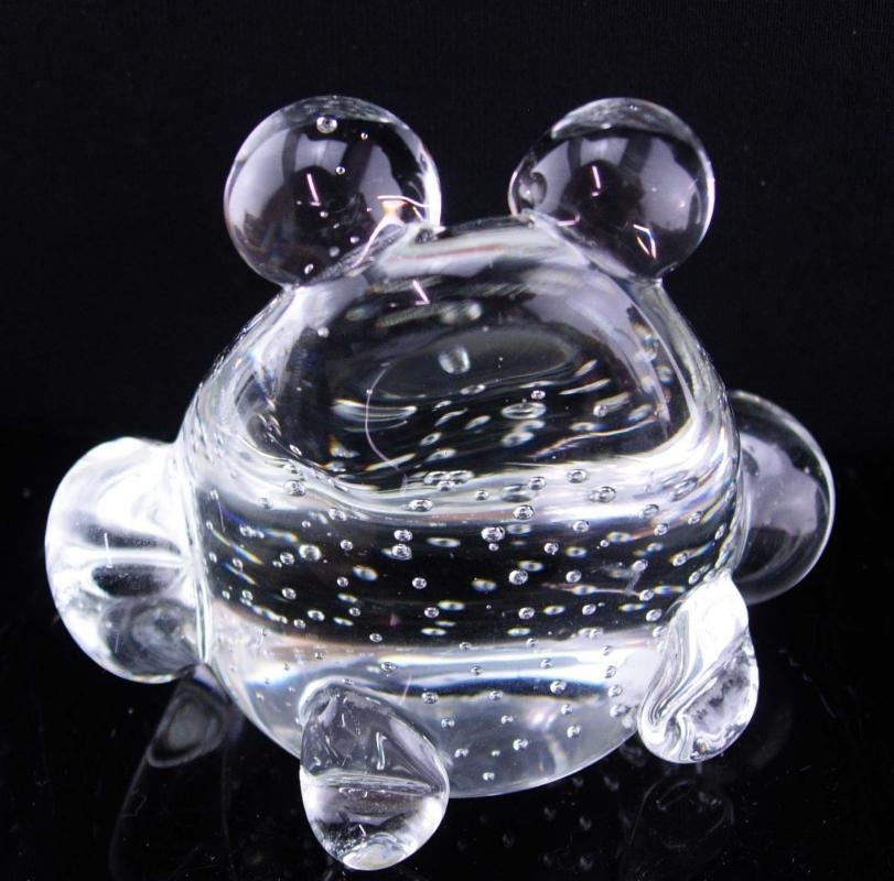 Vintage Hand blown glass FROG Paperweight - controlled bubbles paperweight - frog lover gift - Gardener - Figural gift - anniversary gift