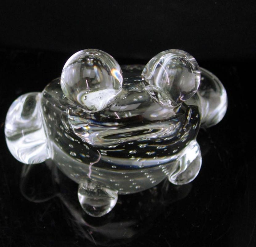 Vintage Hand blown glass FROG Paperweight - controlled bubbles paperweight - frog lover gift - Gardener - Figural gift - anniversary gift
