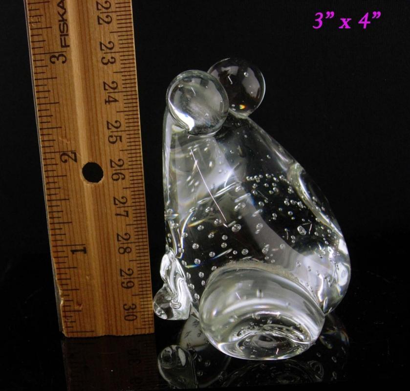 Vintage Hand blown glass FROG Paperweight - controlled bubbles paperweight - frog lover gift - Gardener - Figural gift - anniversary gift