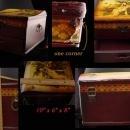 Chinese Painted Jewelry Box - Asian Geisha - Oriental Mirror trinket case - antique style laquer casket - keepsake jewelry case Vintage box