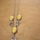 Vintage art deco necklace - enamel & faux star sapphire glass - yellow glass wedding jewelry antique choker