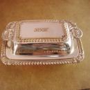 Small Victorian box / personalized BRB jewelry casket / silver calling card tray / hallmarked Wedding gift / lidded handled box / Vanity box