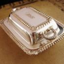Small Victorian box / personalized BRB jewelry casket / silver calling card tray / hallmarked Wedding gift / lidded handled box / Vanity box