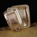 Small Victorian box / personalized BRB jewelry casket / silver calling card tray / hallmarked Wedding gift / lidded handled box / Vanity box