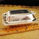 Small Victorian box / personalized BRB jewelry casket / silver calling card tray / hallmarked Wedding gift / lidded handled box / Vanity box