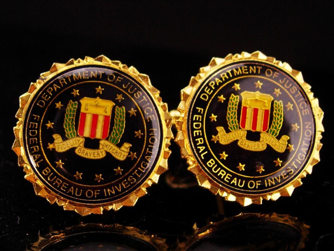 Vintage FBI Cufflinks / Federal Bureau of Investigation  / eagle shield  Cufflinks / enamel seal / Shield Law graduation gift