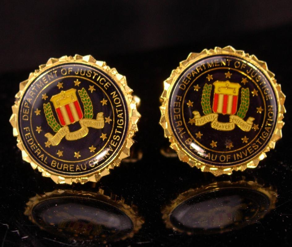 Vintage FBI Cufflinks / Federal Bureau of Investigation  / eagle shield  Cufflinks / enamel seal / Shield Law graduation gift