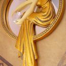 Signed Art Nouveau hand Mirror / vintage gold wood goddess mirror / Antique hand mirror / raised relief woman / vanity accessory