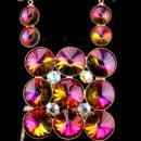 Huge Vintage rivoli Brooch & earrings -  watermelon rhinestones - Clip on set - cluster statement pin - gift for mom -  pink purple lapel pin