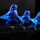 3 pc Blue Bird of Happiness paperweight set - all signed 1990 figurines - Cobalt blue - Vintage love bird figurine - wedding gift - gardener gift