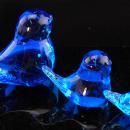 3 pc Blue Bird of Happiness paperweight set - all signed 1990 figurines - Cobalt blue - Vintage love bird figurine - wedding gift - gardener gift