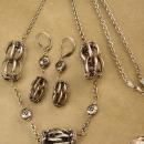 Vintage Designer PUZZLE ball sterling necklace set  - silver Italian puzzle balls - Sterling dangle earrings - GIft for her - anniversary gift