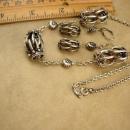 Vintage Designer PUZZLE ball sterling necklace set  - silver Italian puzzle balls - Sterling dangle earrings - GIft for her - anniversary gift