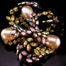 Vintage Schreiner Brooch - HUGE Rhinestone pin - Japanned aurora borealis Couture jewelry