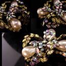 Vintage Schreiner Brooch - HUGE Rhinestone pin - Japanned aurora borealis Couture jewelry