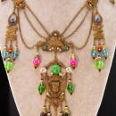 Fabulous vintage Egyptian necklace / HUGE Art Deco Czech glass tassel drop / vintage statement jewelry / cleopatra jewelry