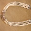 3 strand victorian style necklace - Silver bow with pearl drop - wedding choker - designer couture estate jewelry - anniversary gift