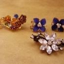 Vintage Austria Flower Rhinestone brooch lot - enamel earrings - flower spray - gift for mom - gardener gift - estate jewelry