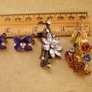 Vintage Austria Flower Rhinestone brooch lot - enamel earrings - flower spray - gift for mom - gardener gift - estate jewelry