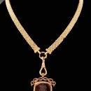 Antique Victorian intaglio Fob necklace - Pocketwatch wide chain - antique centurion - pocketwatch necklace