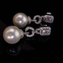 90 diamond earrings 925 15mm pearls  Vintage Victorian drops pierced wedding earrings  1st 3rd 30th anniversary June birthday Gemini cancer