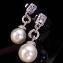 90 diamond earrings 925 15mm pearls  Vintage Victorian drops pierced wedding earrings  1st 3rd 30th anniversary June birthday Gemini cancer
