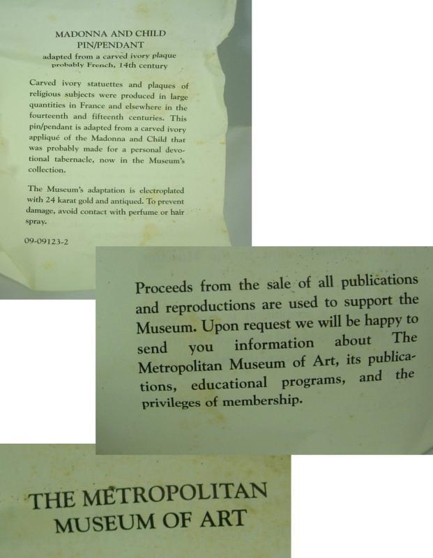 MMMA Madonna ICON brooch pendant original box Pin vintage Religious Christian Signed womens Quality jewelry metropolitan museum of art