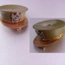 Enamel Military Hat locket BRooch Sweetheart Vintage pin  officers cap with PHOTO WW11 veterans memorabilia