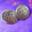 MARIE ANTOINETTE Cufflinks Large Antique Silver COINS Buttons Queen Maria Theresa Sleeve renaissance cuff links estate jewelry