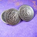 MARIE ANTOINETTE Cufflinks Large Antique Silver COINS Buttons Queen Maria Theresa Sleeve renaissance cuff links estate jewelry