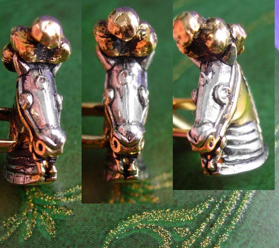 Circus Horse Cufflinks Vintage figural Horse head Royalty Plume Medieval wedding set anniversary gift Rhinestone Sleeve Accessory